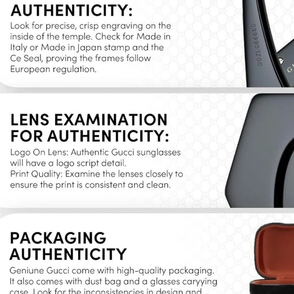 Gucci Black and Gold Patterned Sunglasses - Picture 3 of 3